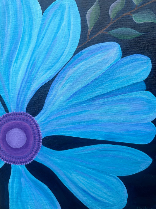 Blue Bold Flower Hand Painted Painting