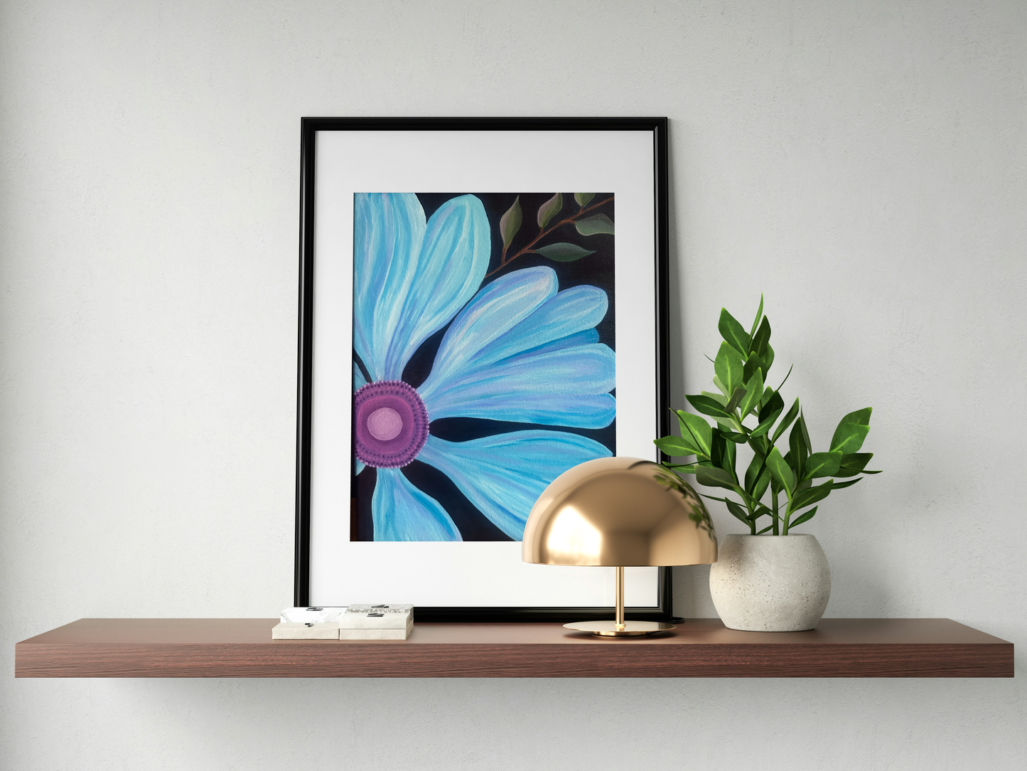 Blue Bold Flower Hand Painted Painting