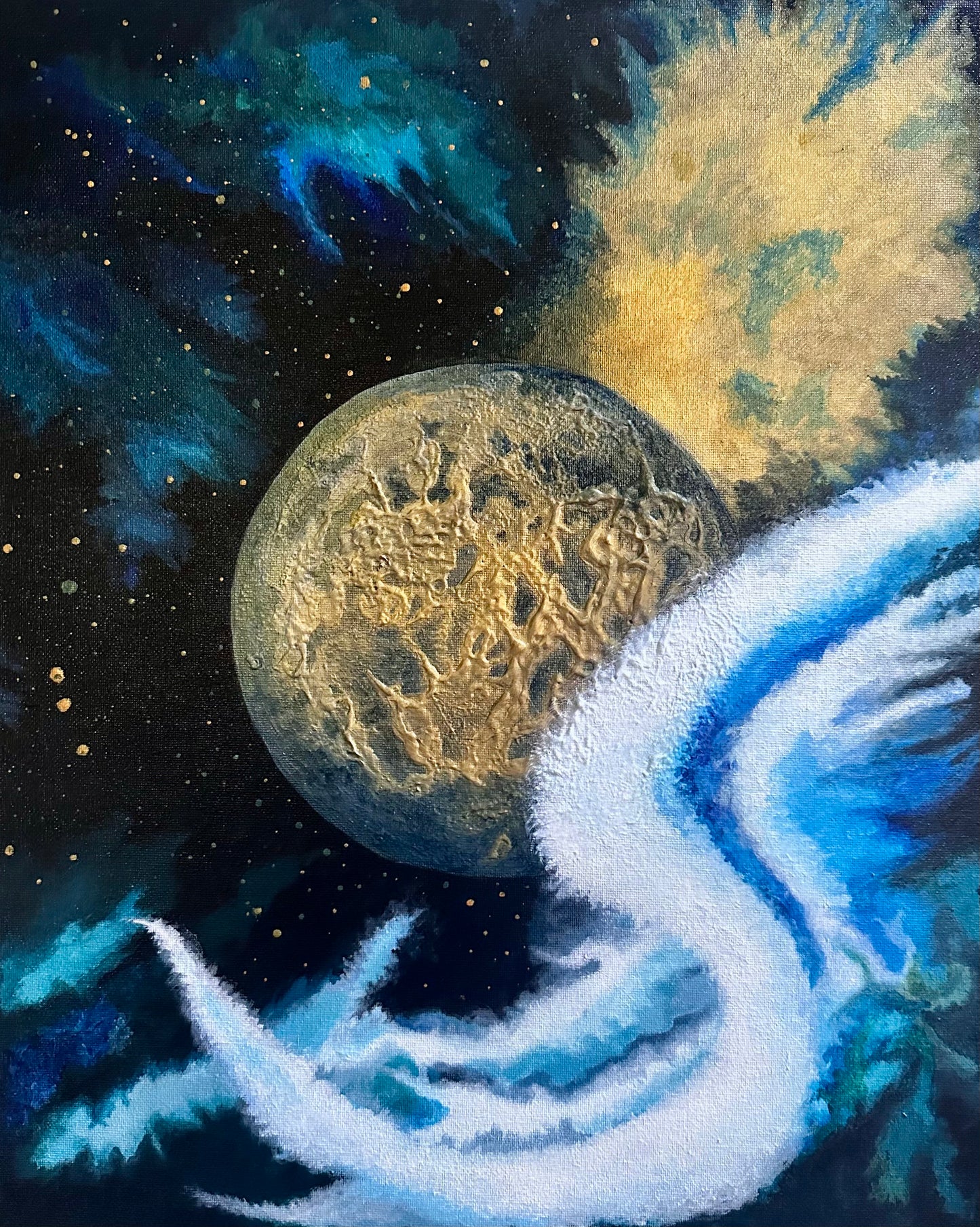 Golden Realm Above Hand Painted Canvas