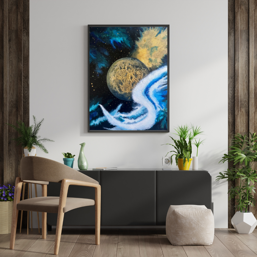 Golden Realm Above Hand Painted Canvas