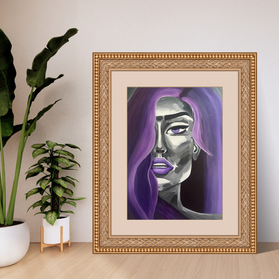 'Printed' Violet Goddess Painting